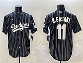Men's Los Angeles Dodgers #11 Roki Sasaki Black Cool Base Stitched Jersey,baseball caps,new era cap wholesale,wholesale hats